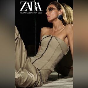 Zara Tan Strapless Corset Top